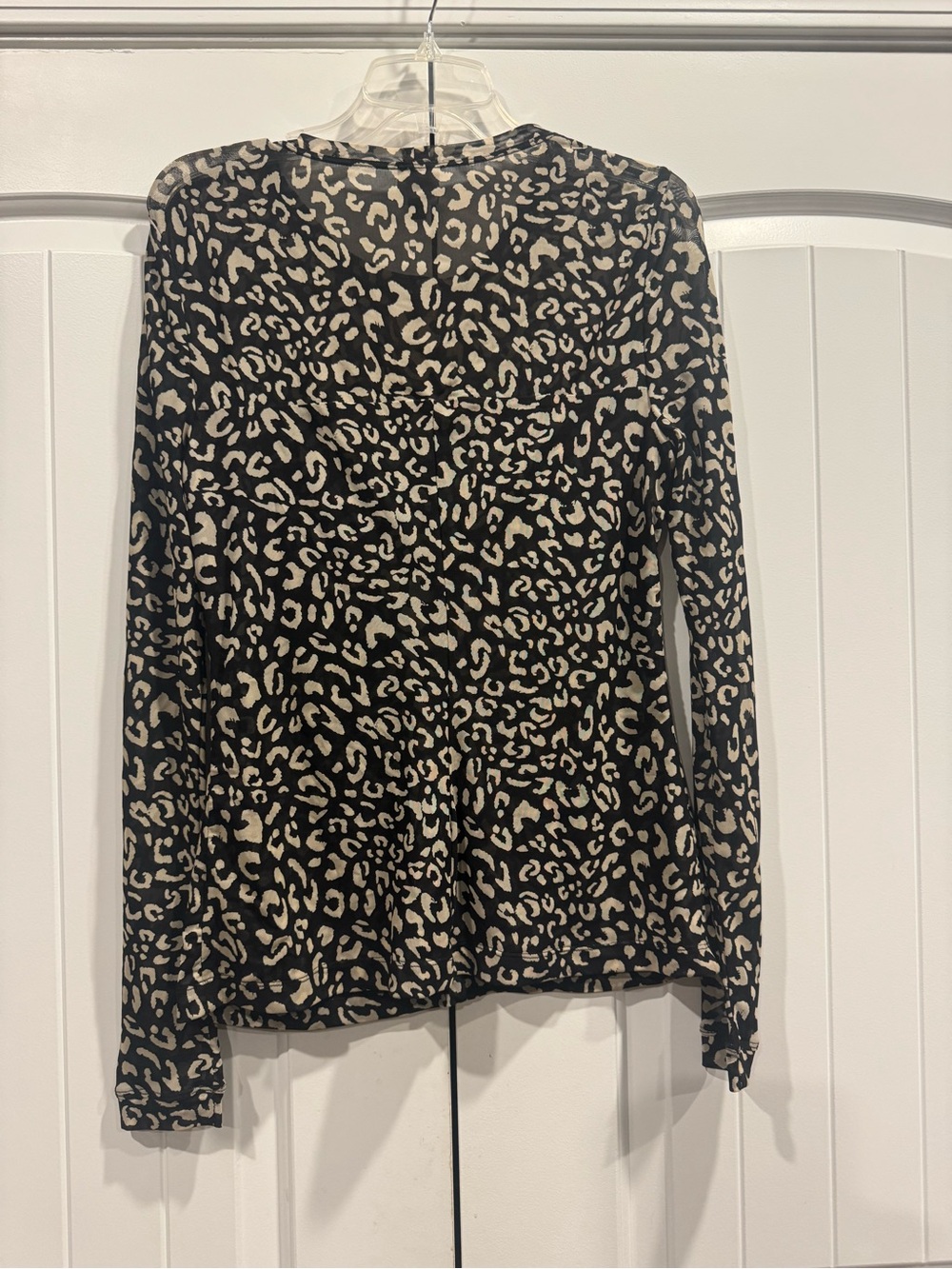 CAbi Black and Cream Leopard Twist-Front Long Sleeve Tee - Picture 3 of 5